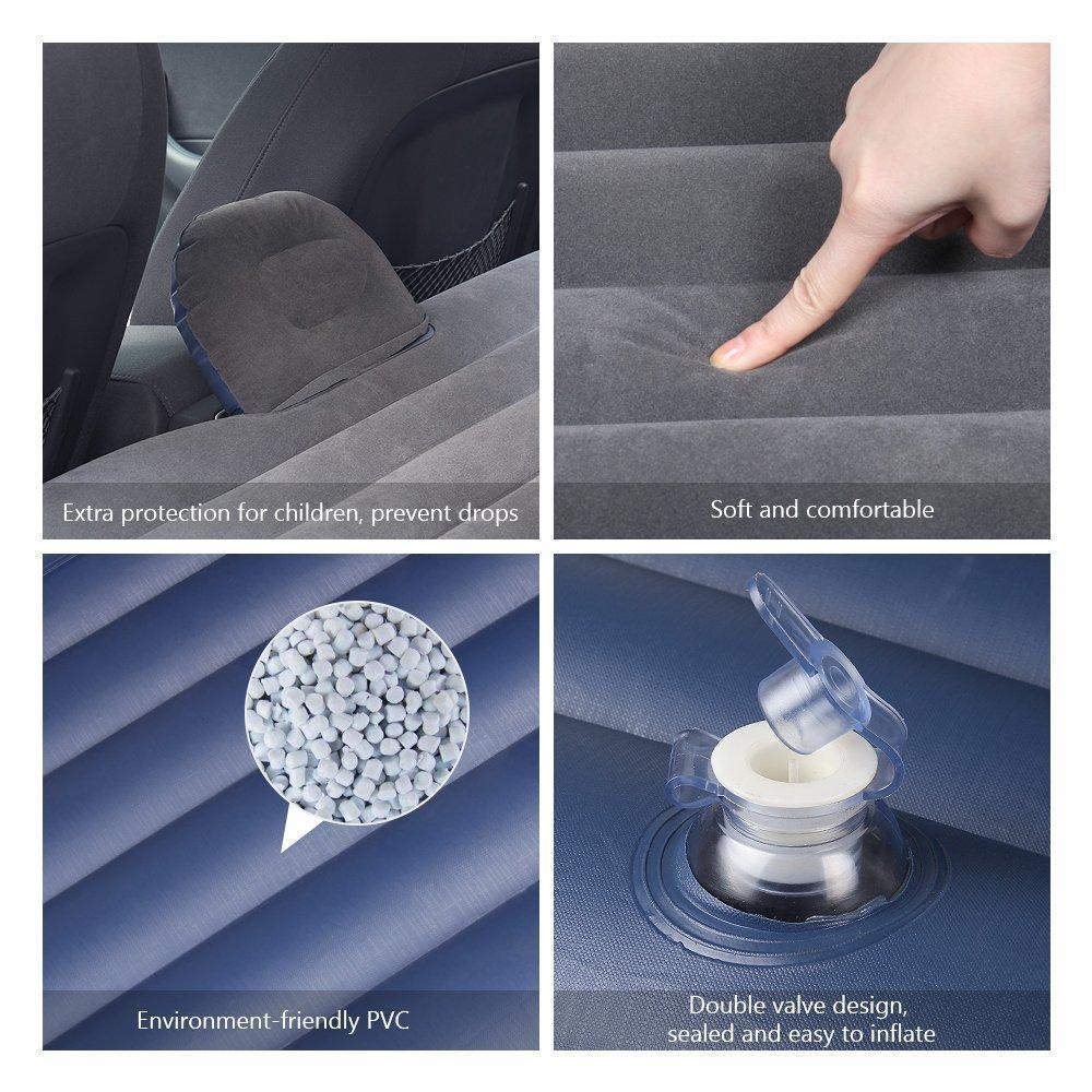 Inflatable Car Mattress with T-Support and Cushions for Travel and Camping