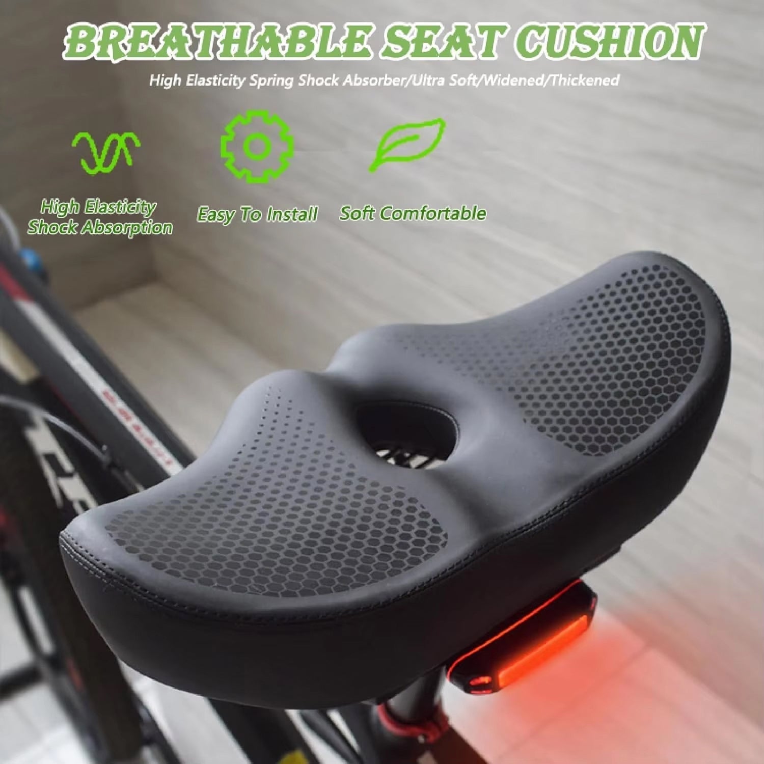 Oversized Noseless Bicycle Seat with Shock Absorption for Comfort