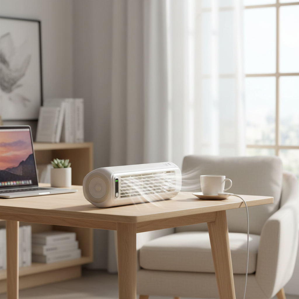 Portable Bladeless Air Cooler with Evaporative Technology | Silent Fan for Home & Travel