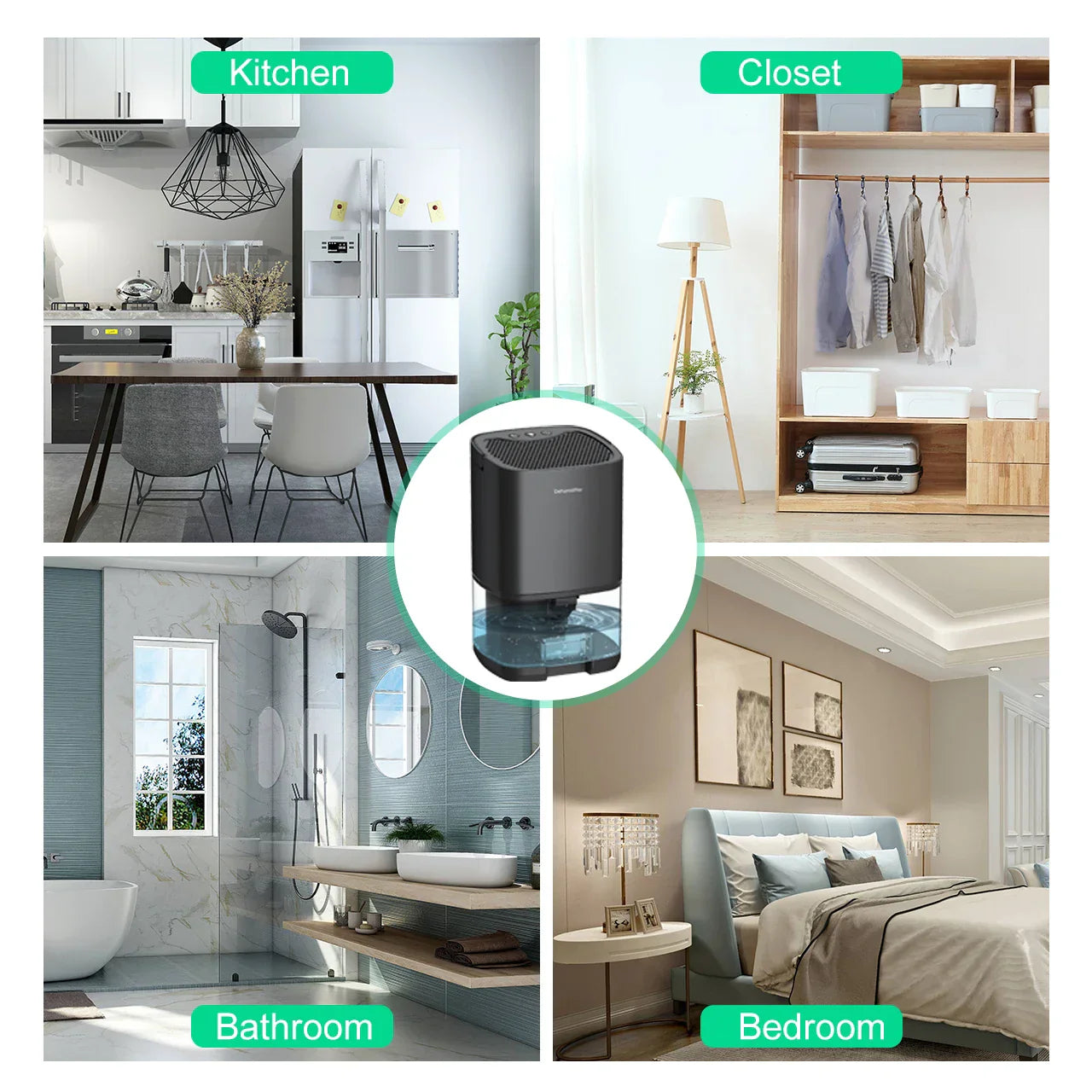 2-in-1 Air Purifier and Dehumidifier with 1000ml Tank and Night Light