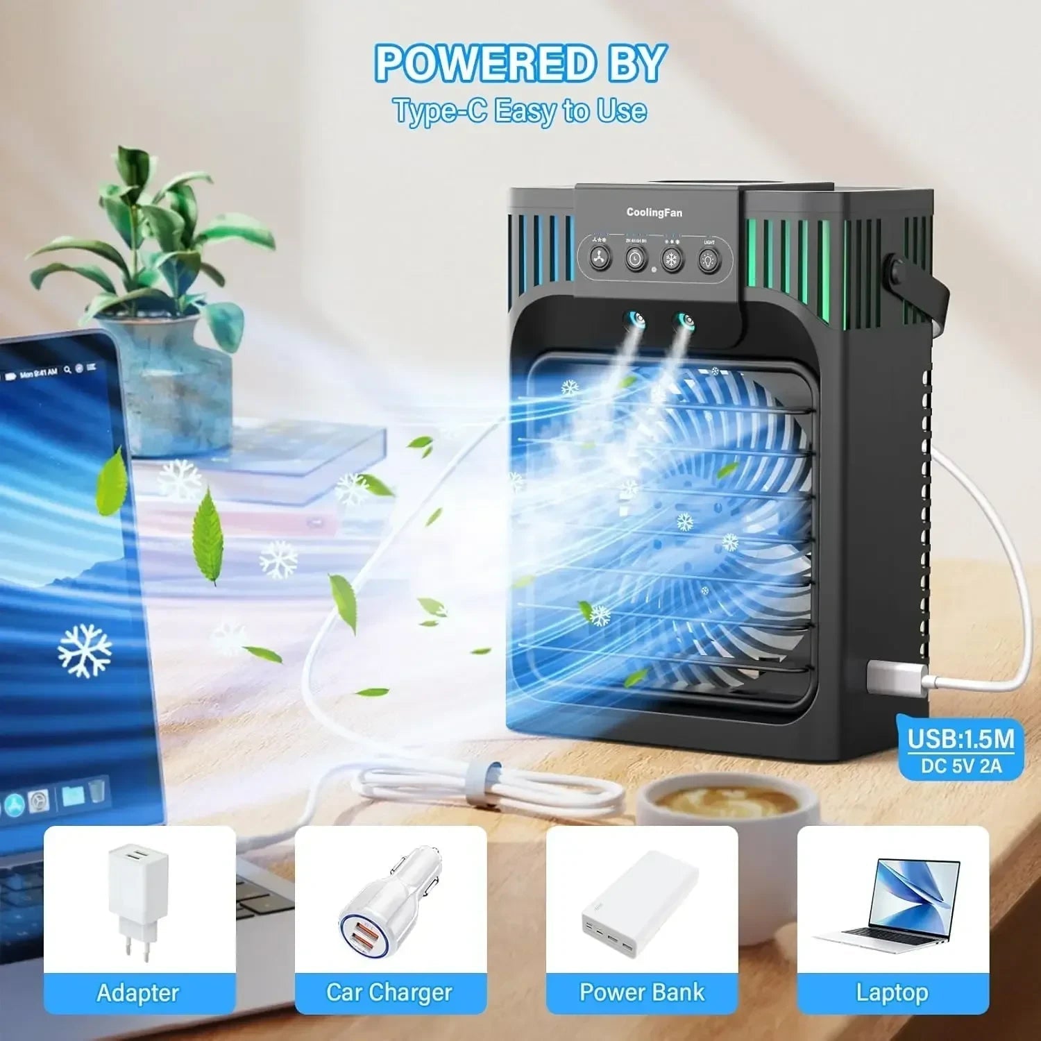 Portable Air Cooler with Remote Control – Compact Desktop AC for Home or Office