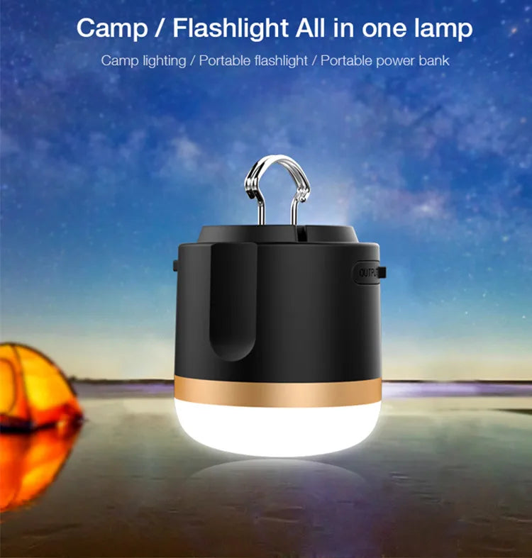 Portable LED Lantern with Power Bank and USB Rechargeable for Camping