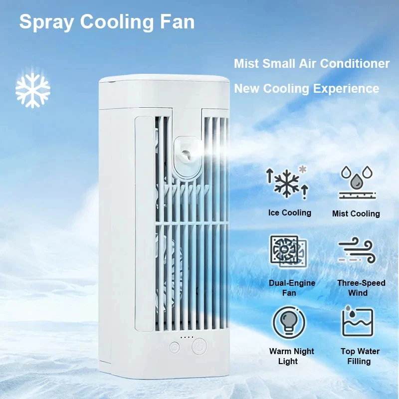 USB Mini Fan with Spray Cooling – Quiet Operation for Instant Relief
