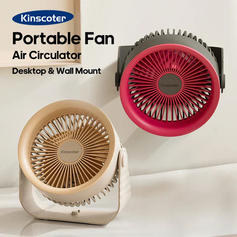 Portable Mini Desk Fan with 3600 mAh Battery & 4 Speed Options for Home or Travel