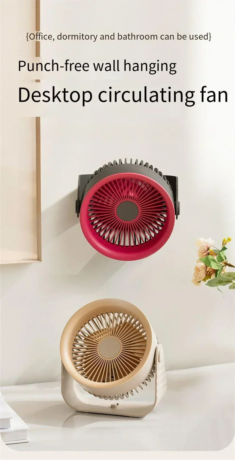 Portable Mini Desk Fan with 3600 mAh Battery & 4 Speed Options for Home or Travel