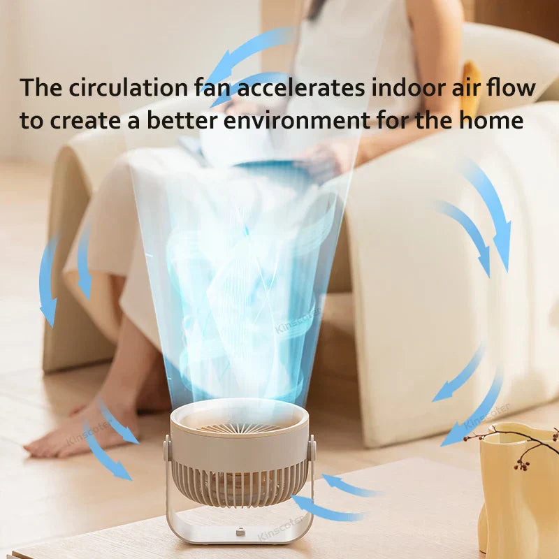 Portable Mini Desk Fan with 3600 mAh Battery & 4 Speed Options for Home or Travel