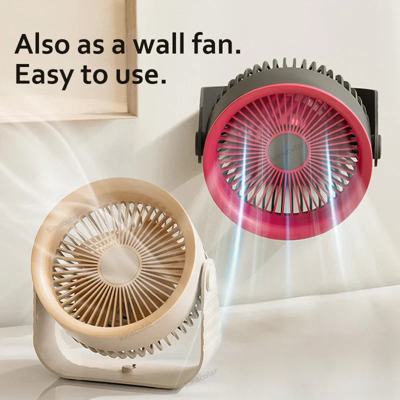 Portable Mini Desk Fan with 3600 mAh Battery & 4 Speed Options for Home or Travel