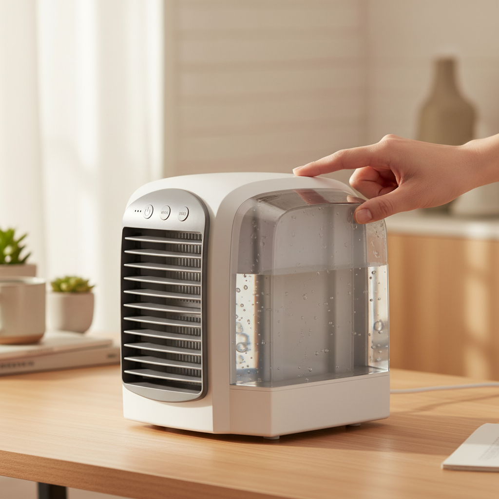 Personal Evaporative Air Cooler with Digital Screen – Space-Saving Fan