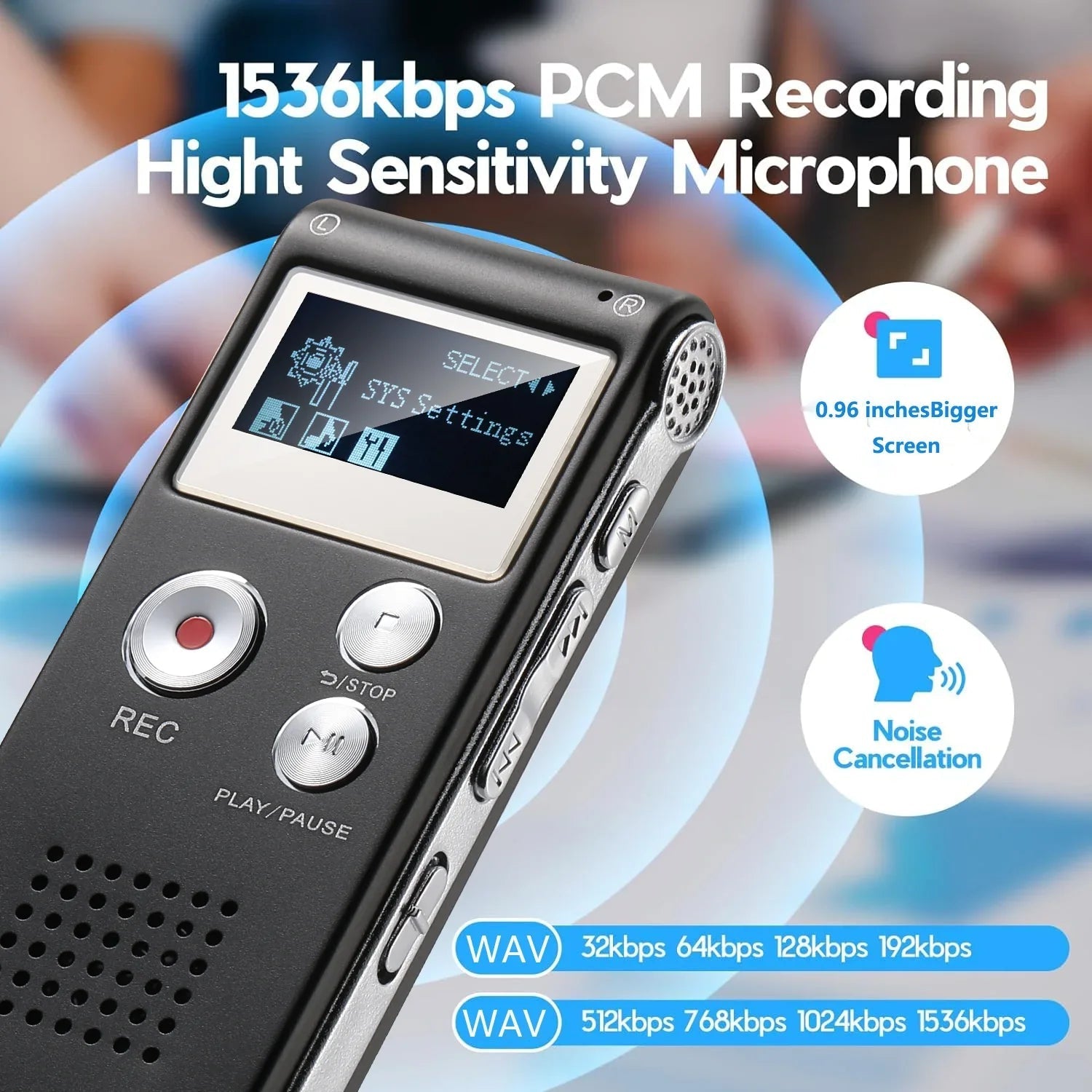 Portable Voice Activated Audio Recorder with High-Quality Capture