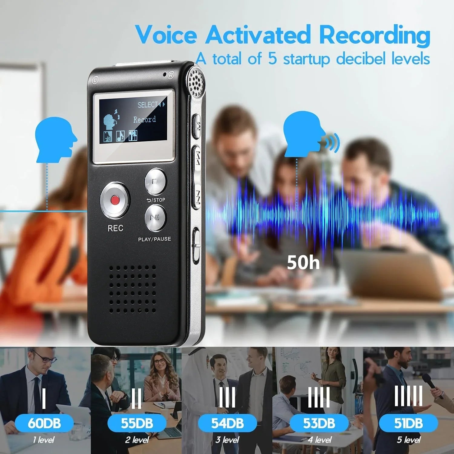 Portable Voice Activated Audio Recorder with High-Quality Capture