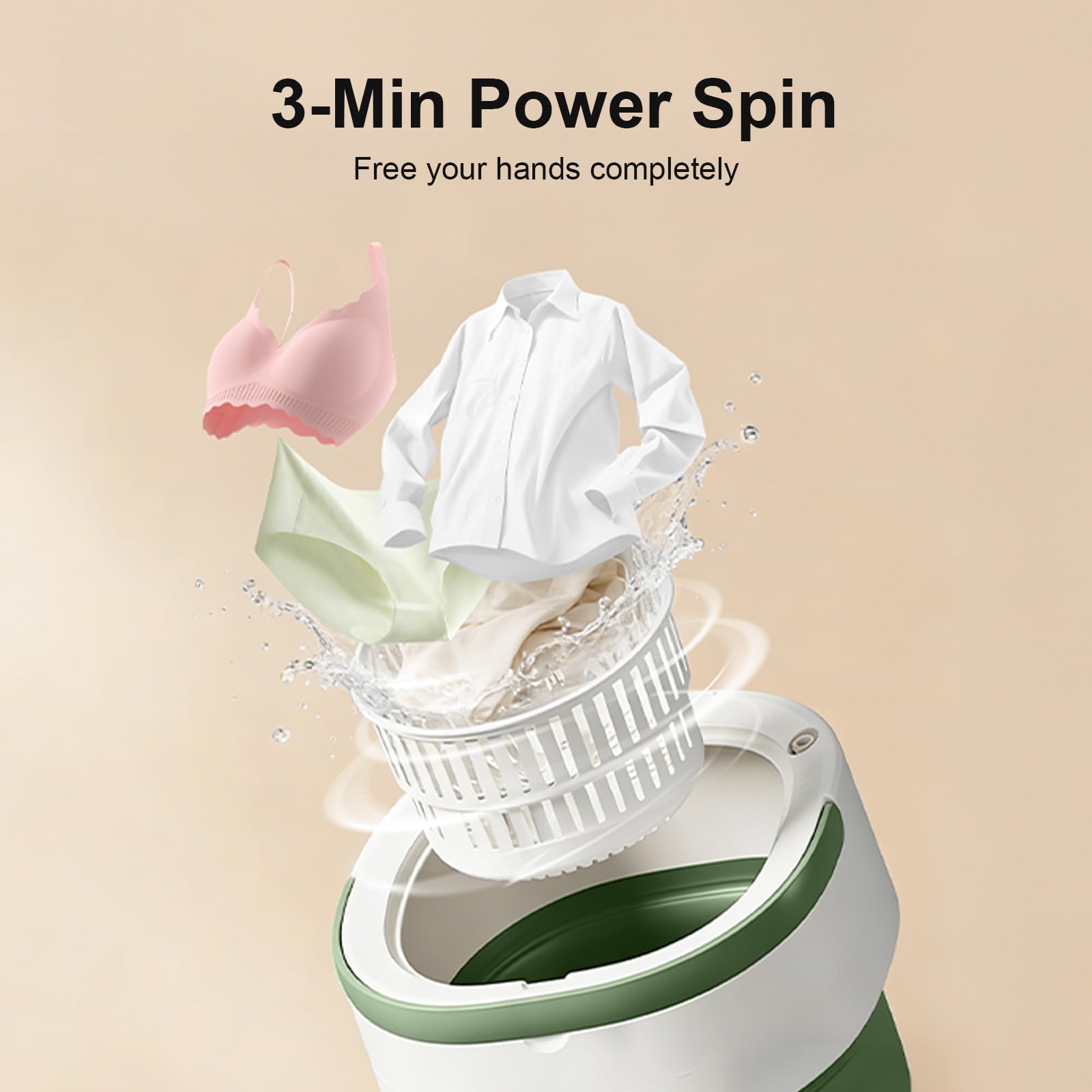 20L Foldable Mini Washing Machine with Spin Basket - 3 Cleaning Modes