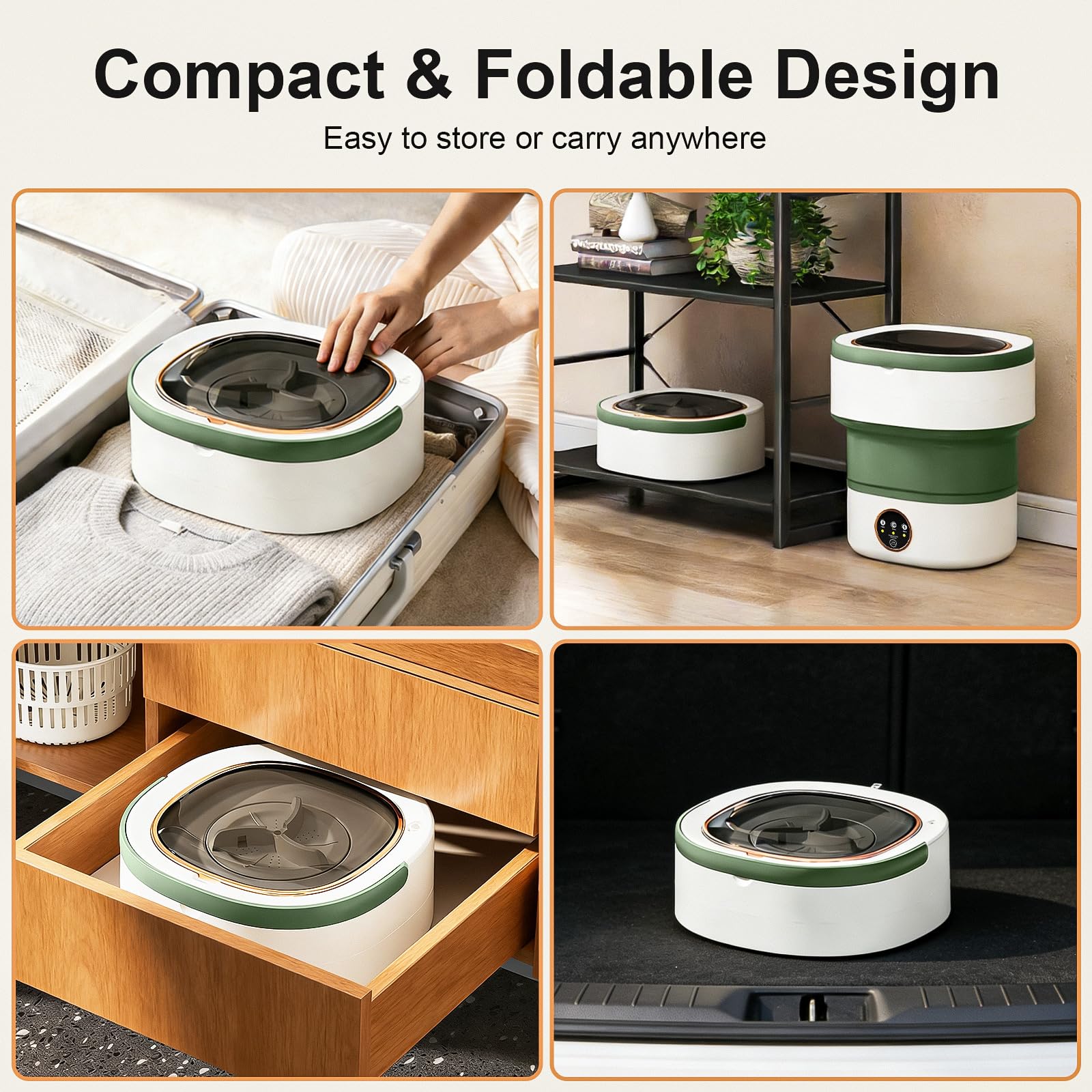 20L Foldable Mini Washing Machine with Spin Basket - 3 Cleaning Modes
