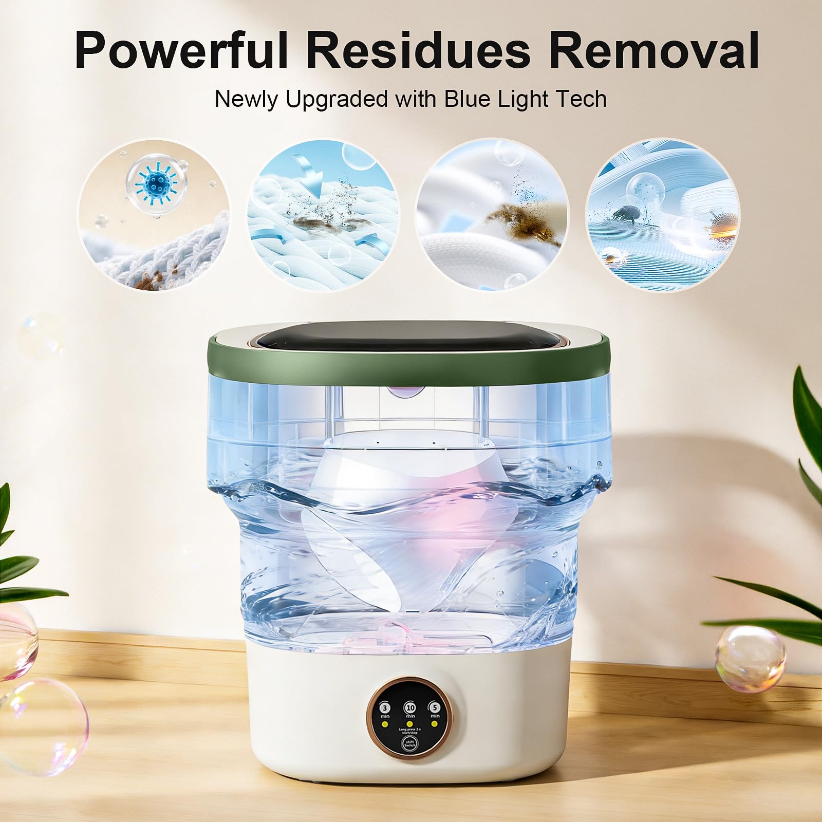 20L Foldable Mini Washing Machine with Spin Basket - 3 Cleaning Modes