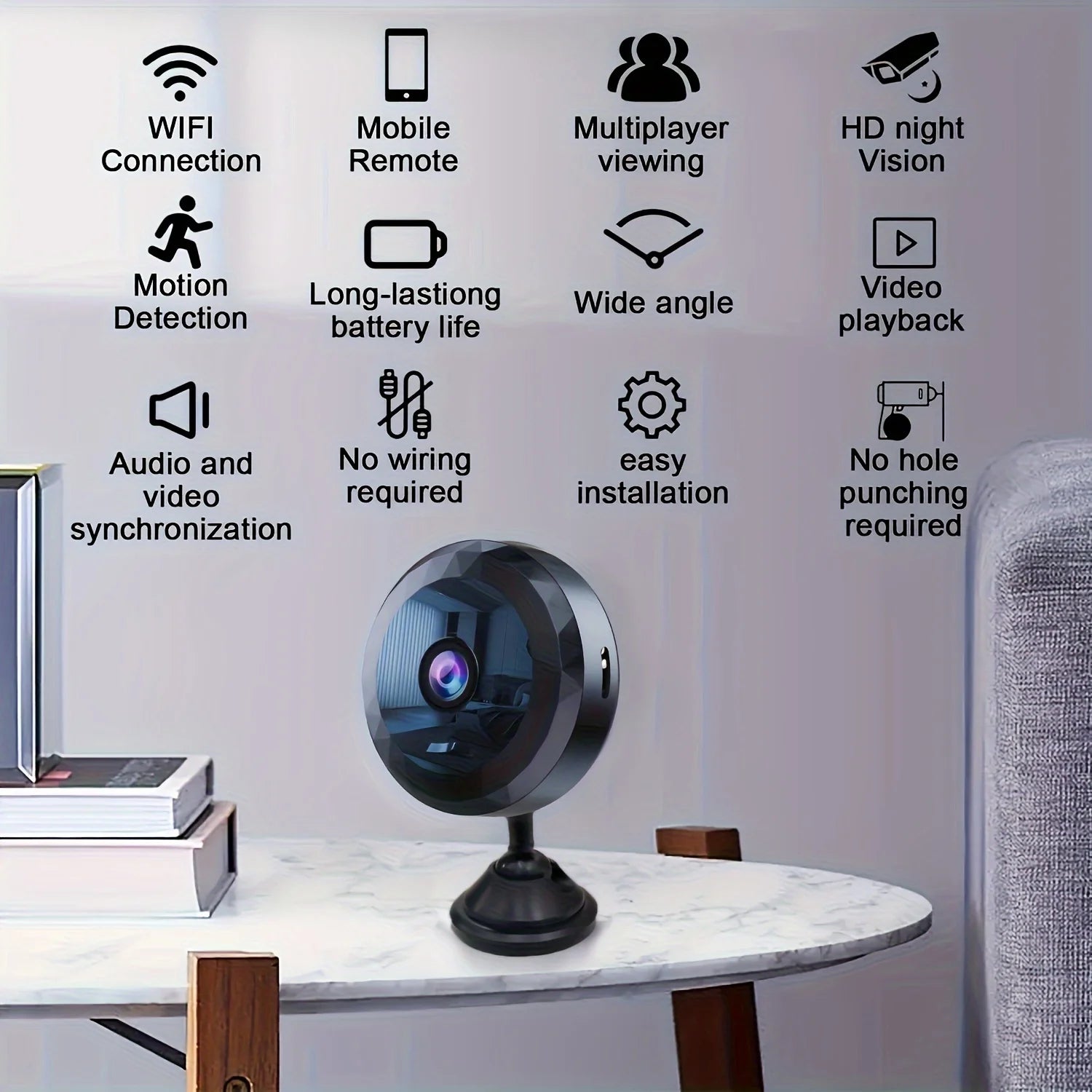 Indoor Security Camera with WiFi – 1080P HD, Night Vision, Motion Sensor