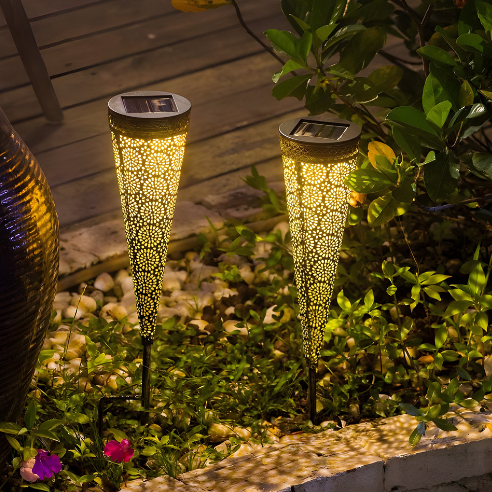 2-Pack Hollow Conical Solar Lights Garden Stake | Dazuma
