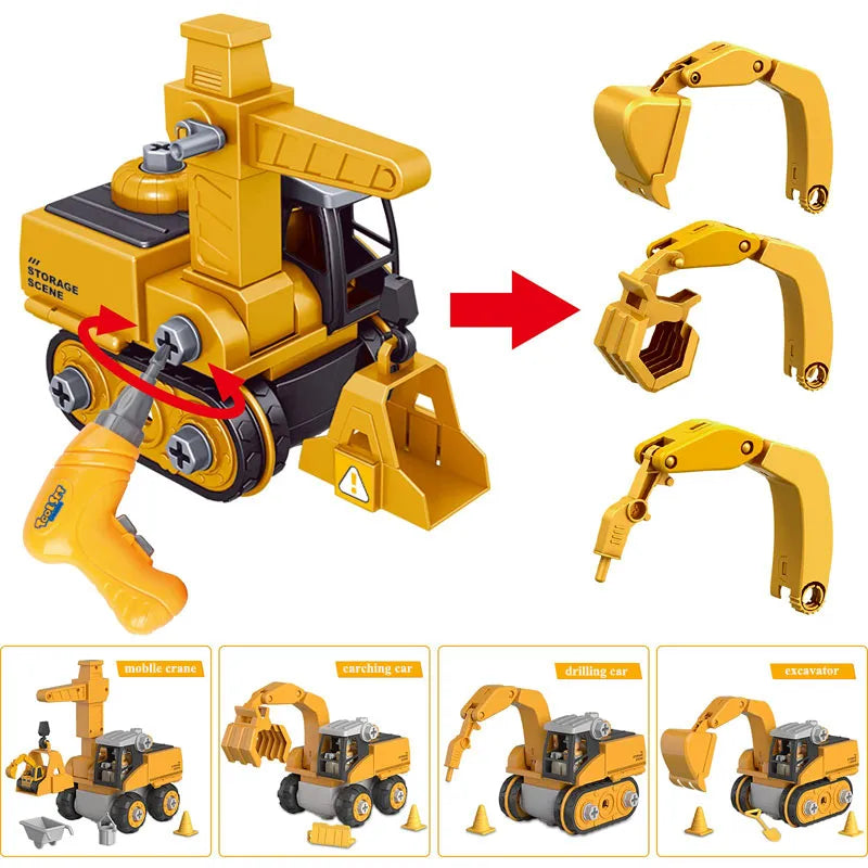 DIY Construction Vehicle Toy Set with Electric and Manual Screwdriver for Ages 3+ | STEM Learning