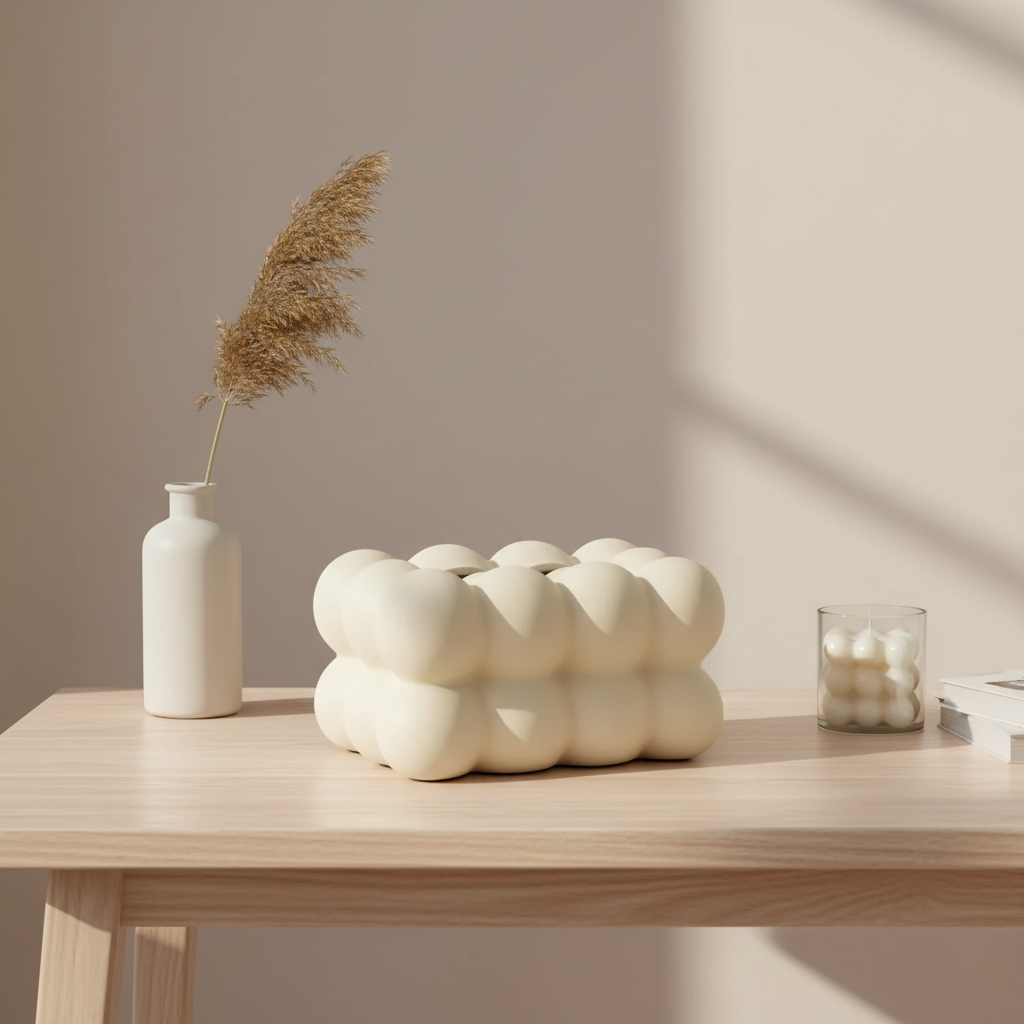 Chic Ceramic Tissue Holder with Fun Bubble Detailing