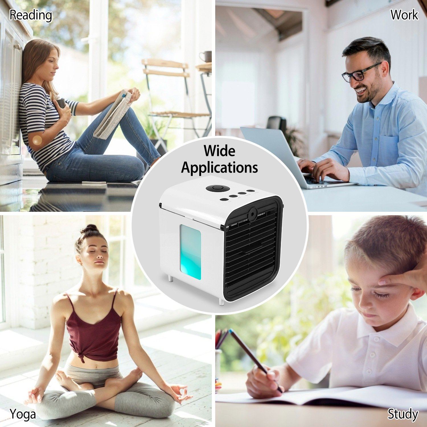Compact Mini Air Conditioner Fan with 7 Color LED Lights – Humidified Comfort
