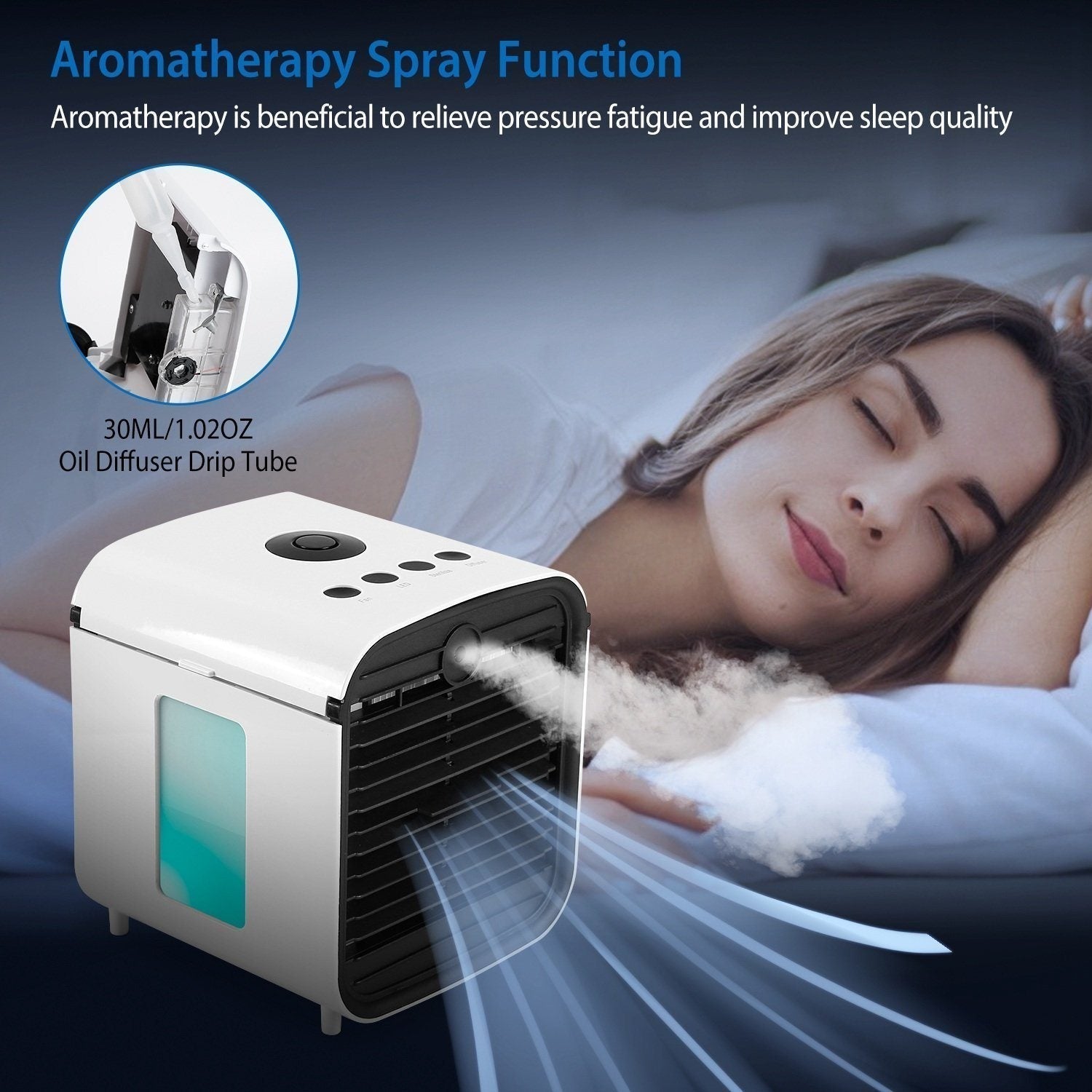 Compact Mini Air Conditioner Fan with 7 Color LED Lights – Humidified Comfort