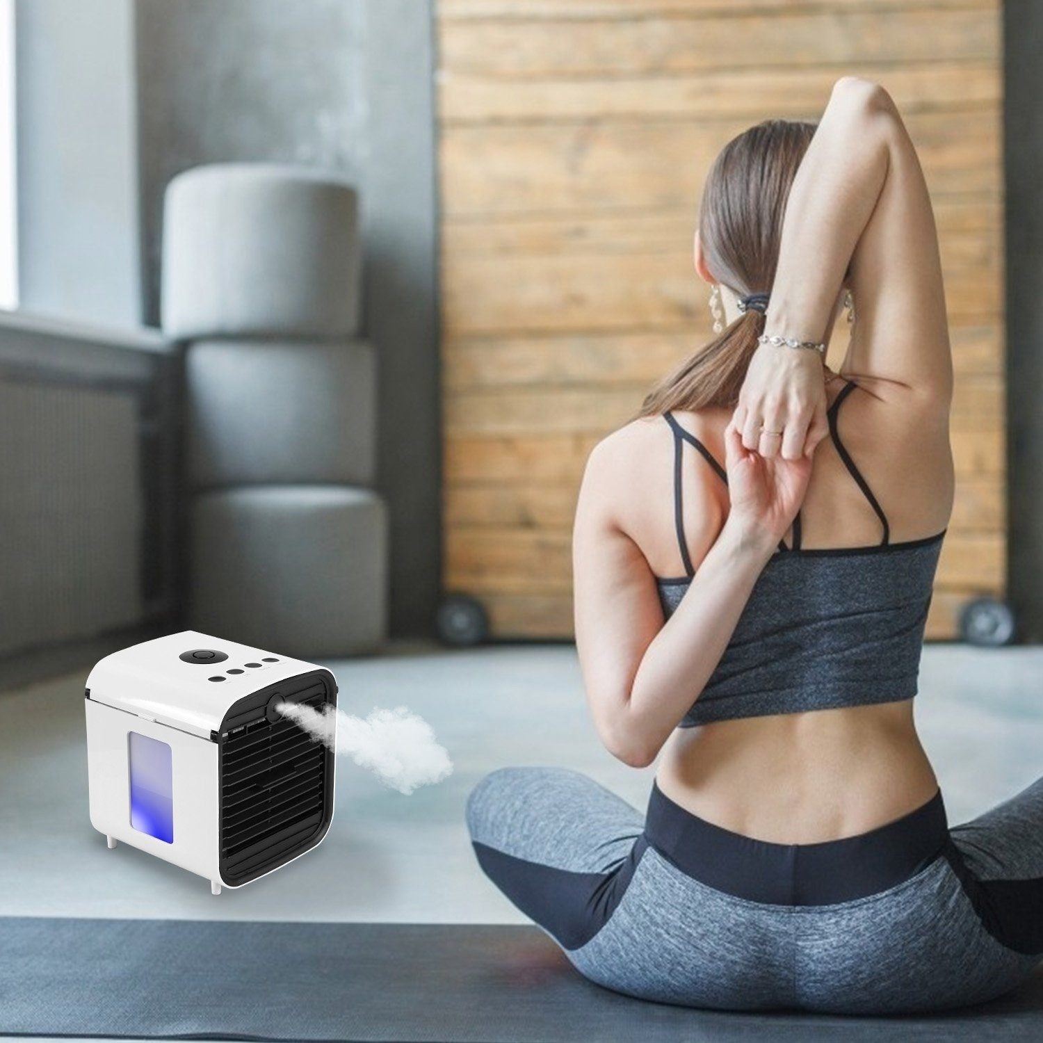 Compact Mini Air Conditioner Fan with 7 Color LED Lights – Humidified Comfort