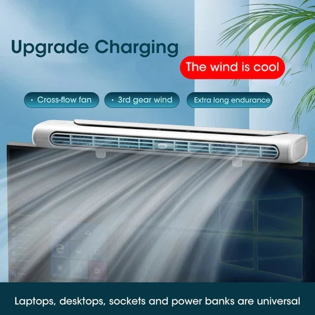 USB Rechargeable Clip-On Air Cooler with LED Light – Adjustable Fan Speed
