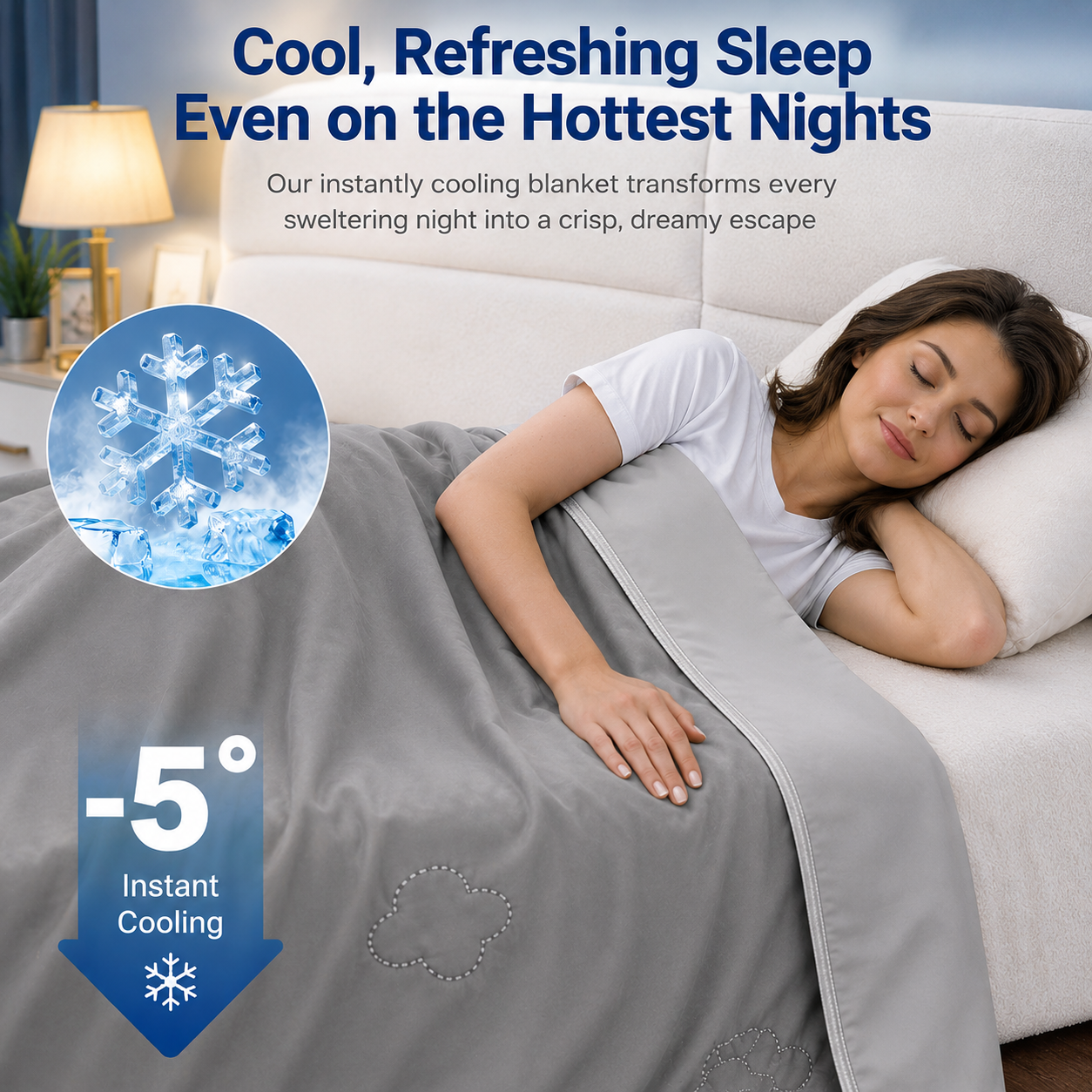 Lightweight Summer Cooling Blanket with Heat-Absorbing Material for Comfort