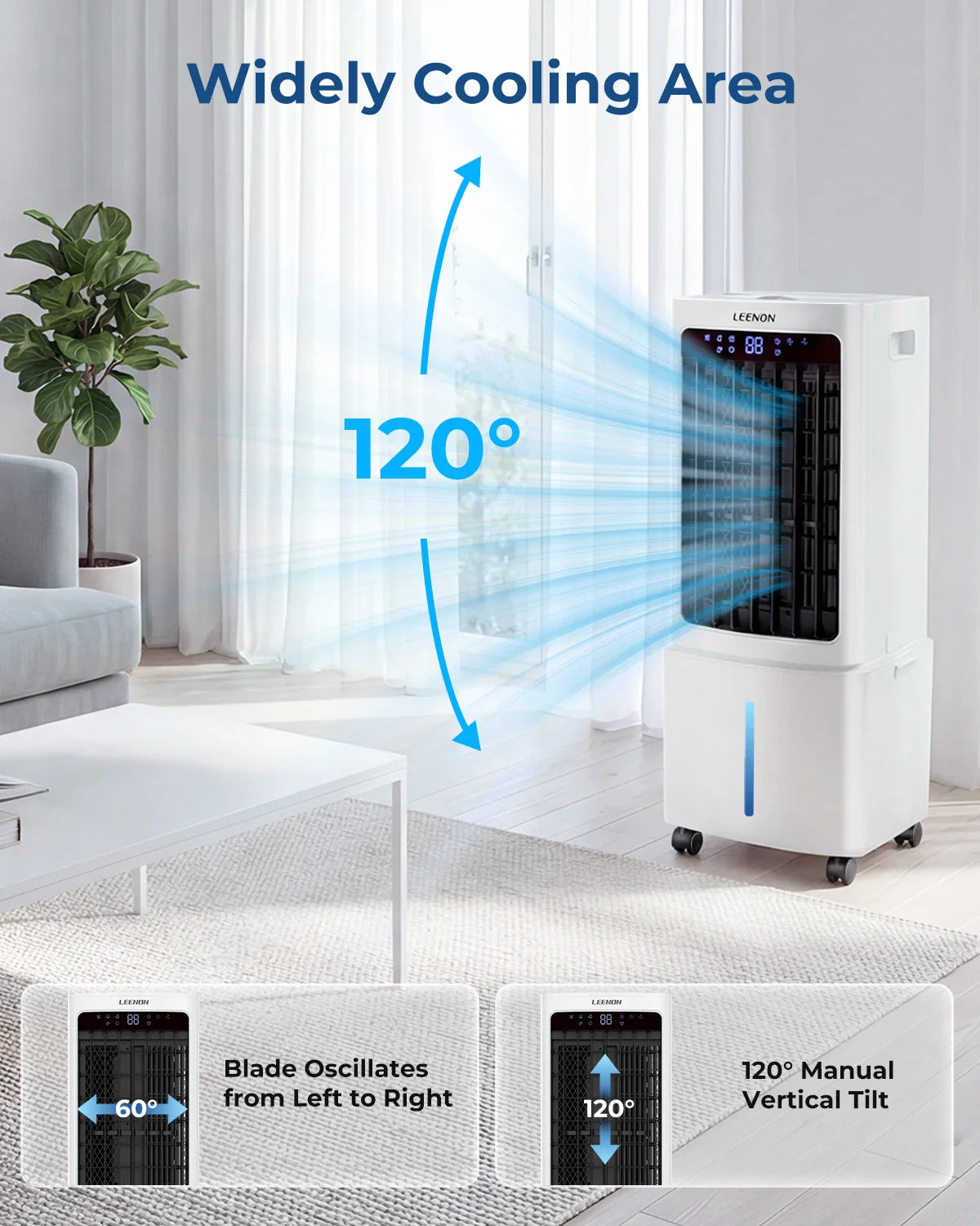 Compact Cooling Fan with Water Function | 3 Speed Settings | Remote | 9L Reservoir | Timer