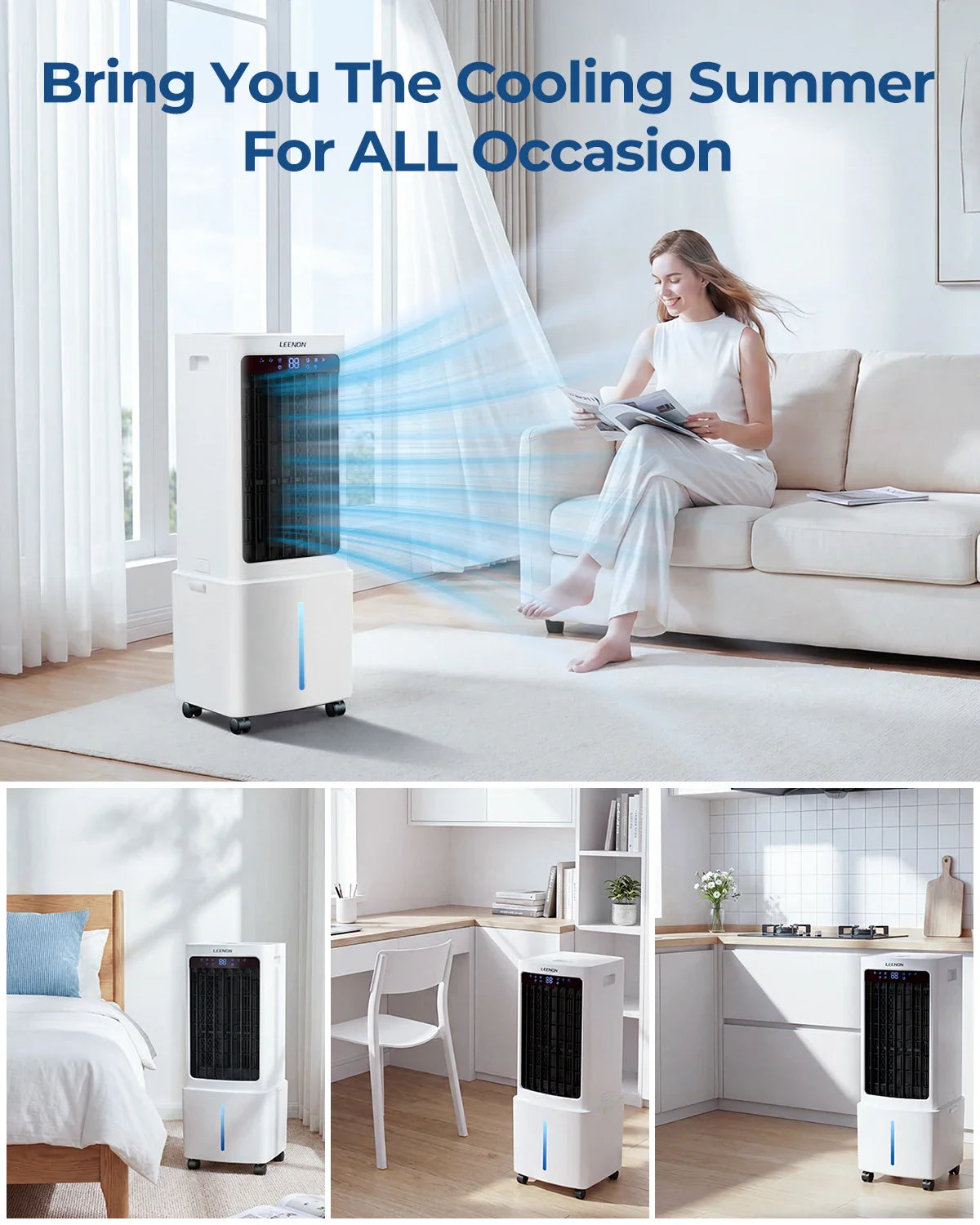 Compact Cooling Fan with Water Function | 3 Speed Settings | Remote | 9L Reservoir | Timer