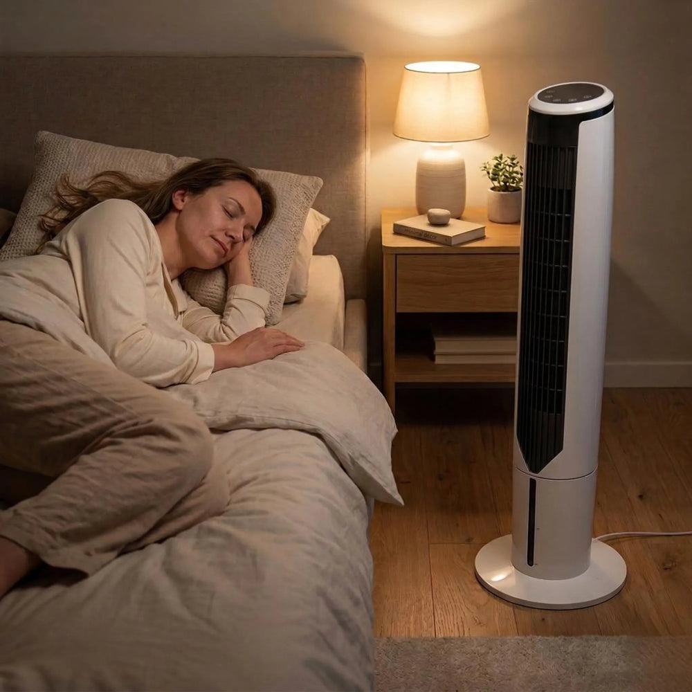 Portable Tower Fan Air Cooler - Slim Design for Quiet, Space-Saving Use