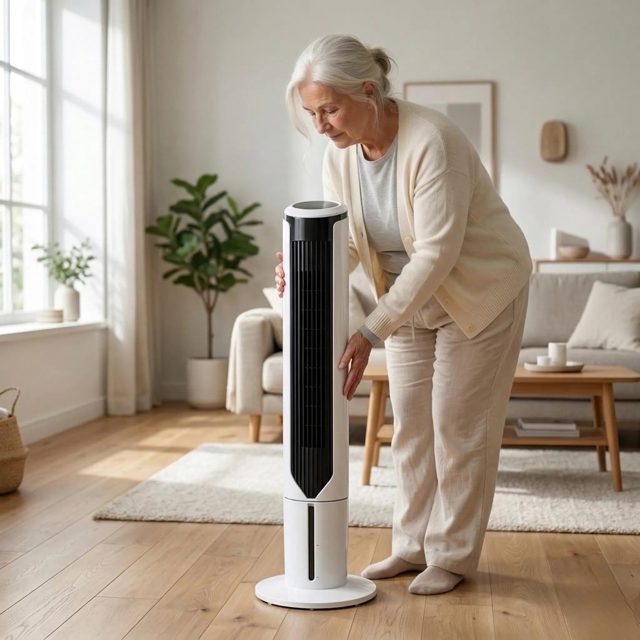 Portable Tower Fan Air Cooler - Slim Design for Quiet, Space-Saving Use