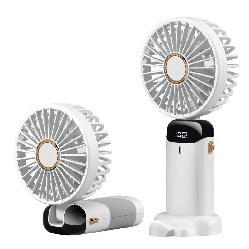 Portable Fan with Ice Compress, 3 Speed Settings - Handheld & Desktop Design
