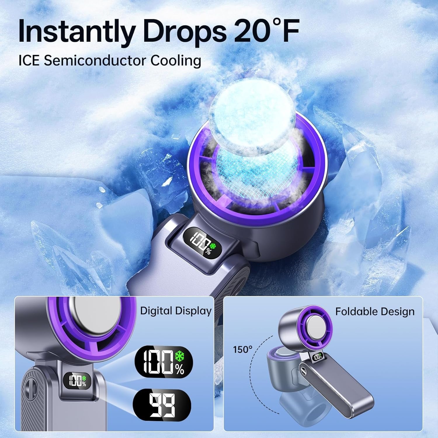 Portable Misting Fan with Ice Cooling Feature – Adjustable Turbo Speeds
