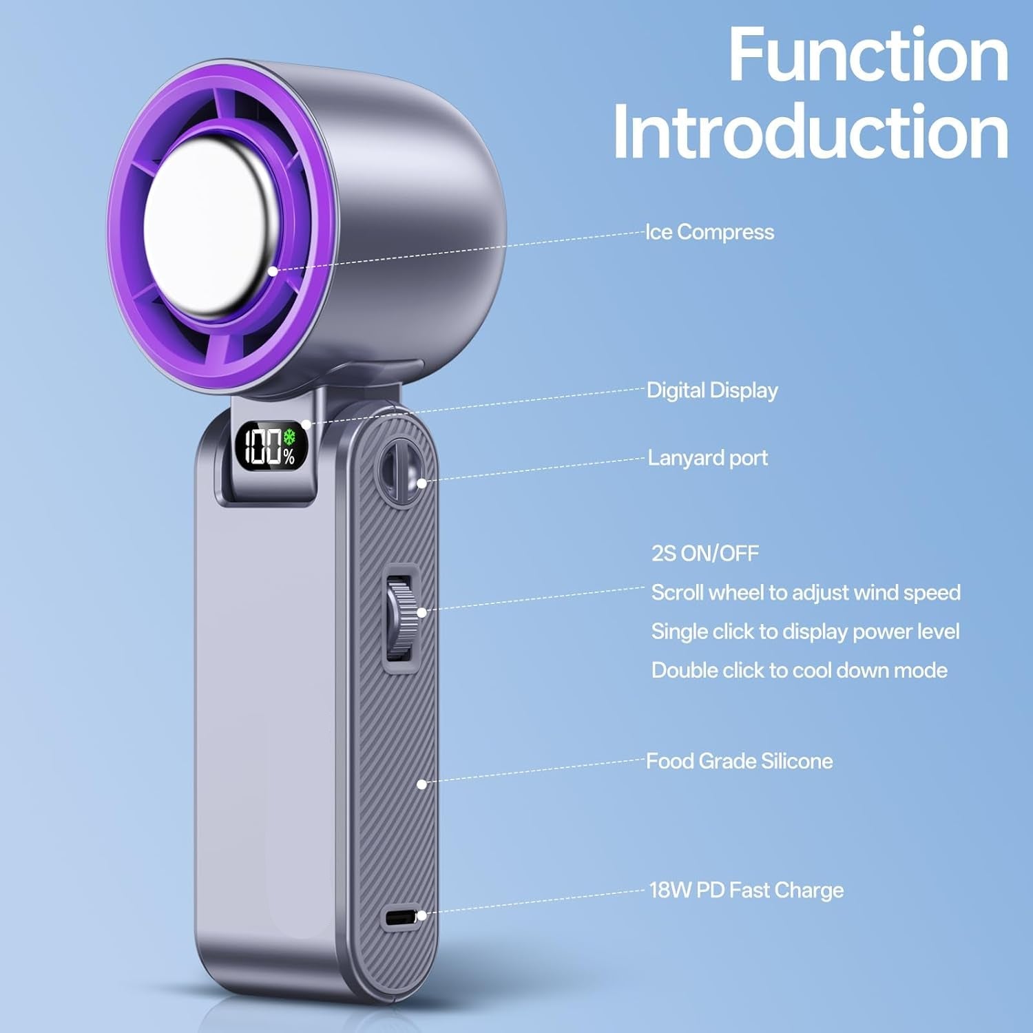 Portable Misting Fan with Ice Cooling Feature – Adjustable Turbo Speeds
