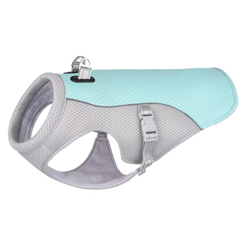 Adjustable Reflective Summer Harness for Dogs with Quick-Release Cooling Vest