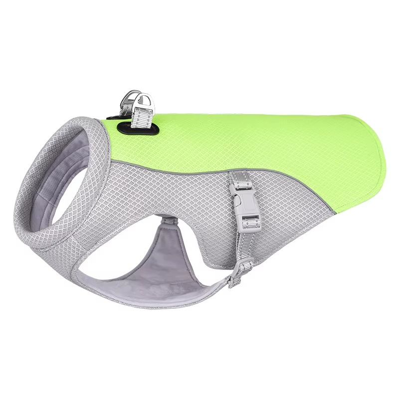 Adjustable Reflective Summer Harness for Dogs with Quick-Release Cooling Vest