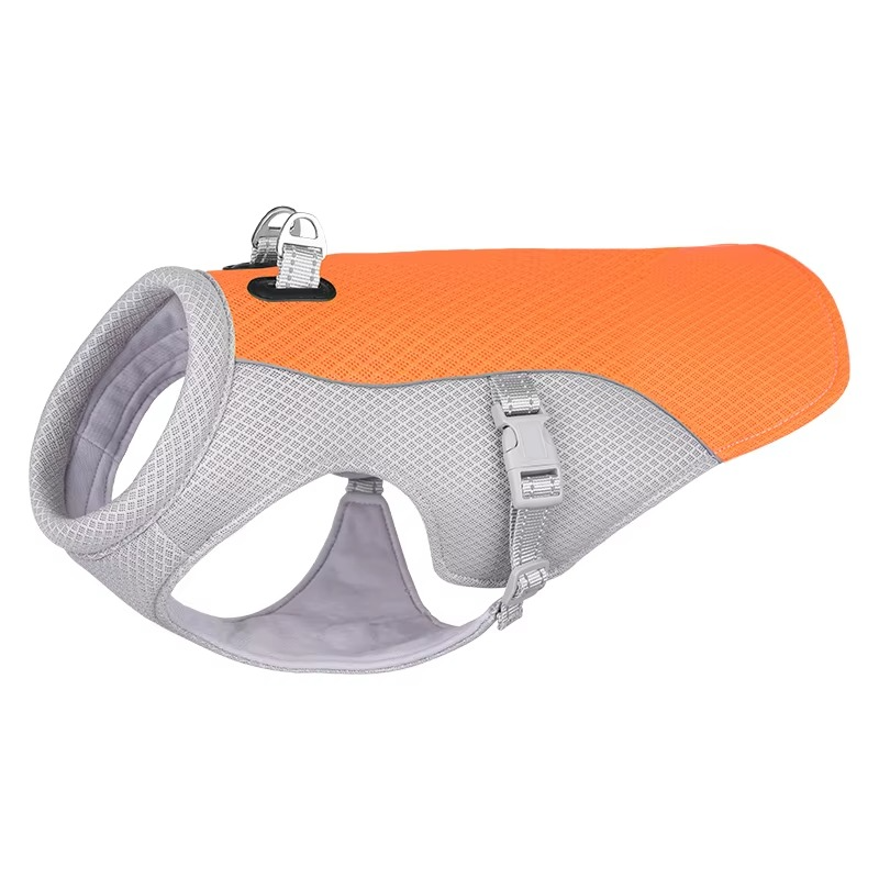 Adjustable Reflective Summer Harness for Dogs with Quick-Release Cooling Vest