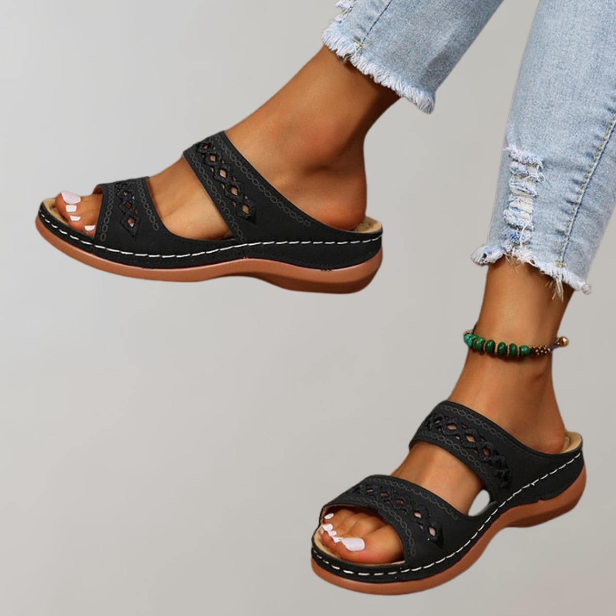 Women’s Orthopedic Sandals | Breathable Two-Strap Design | Cushioned Footbed & Durable Sole | Comfortable Summer Wear