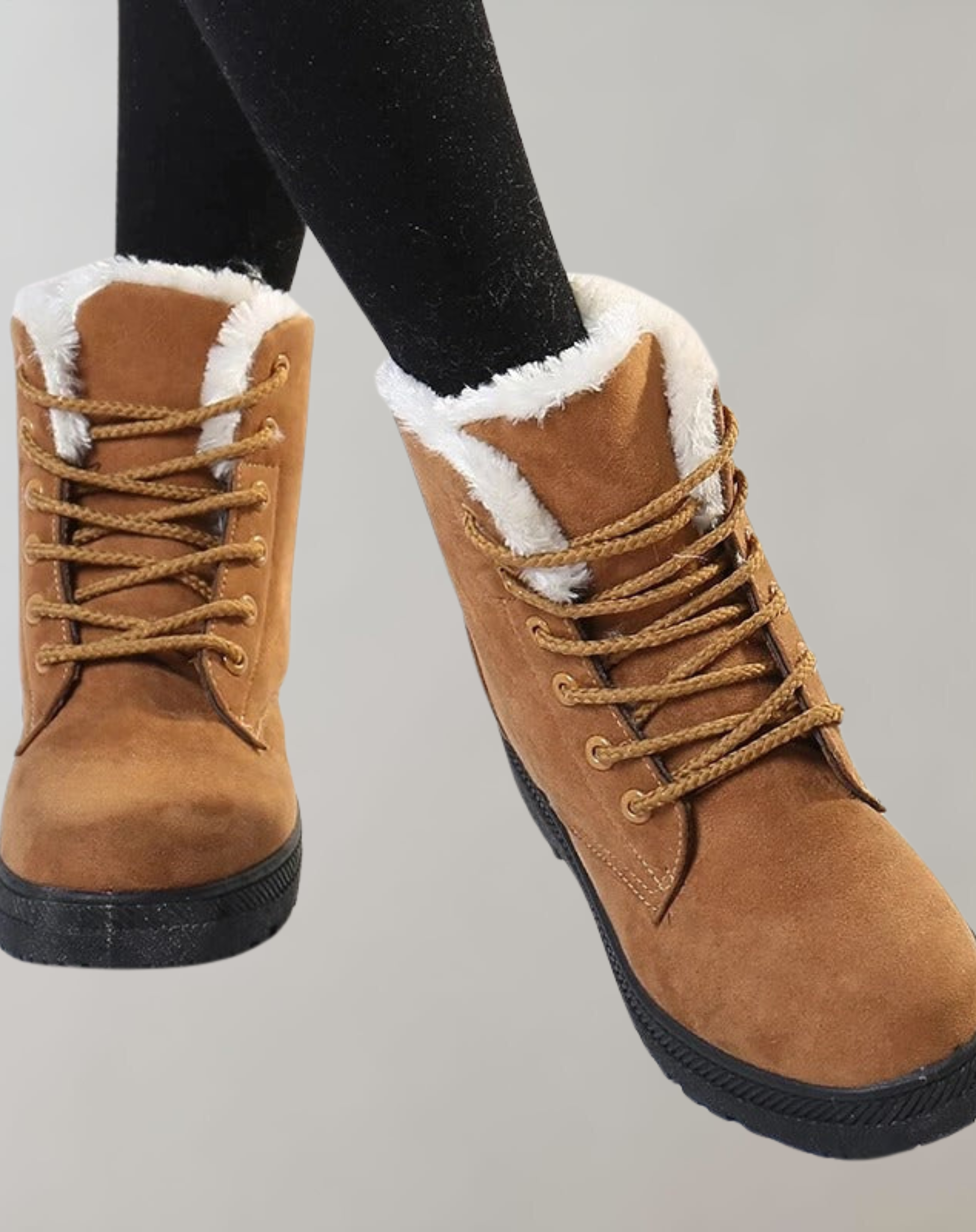 Lace-Up Ankle Boots | Faux Fur Lining & Stability Heel | Soft Fabric & Warm Insulation | Comfortable Fit for Cold Weather