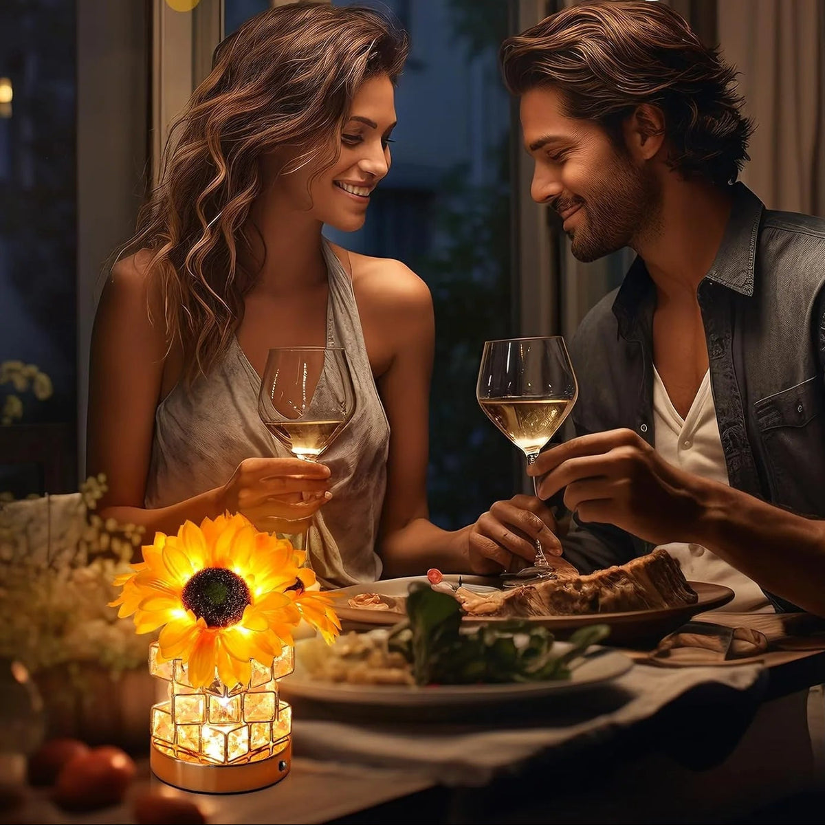 Wireless Floral LED Lamp – Rechargeable Touch Dimmable Design