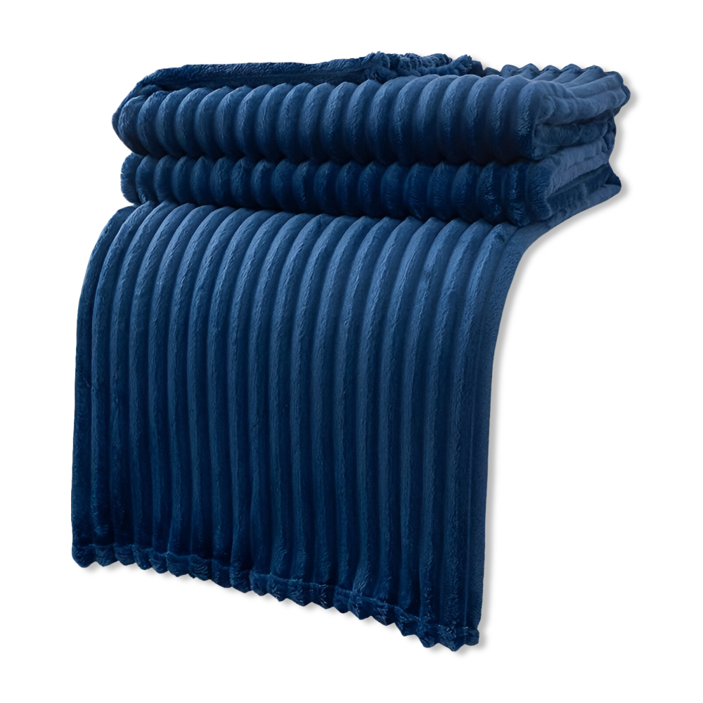 Soft Fleece Blanket with Plaid Pattern – Cozy Ribbed Design for Year-Round Use