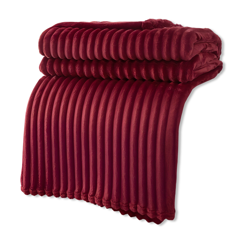 Soft Fleece Blanket with Plaid Pattern – Cozy Ribbed Design for Year-Round Use