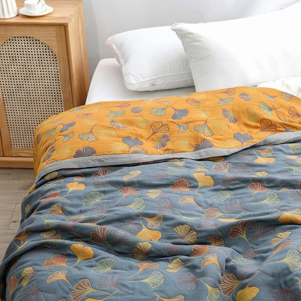 Nature-Inspired Reversible Throw Blanket for Stylish Spaces