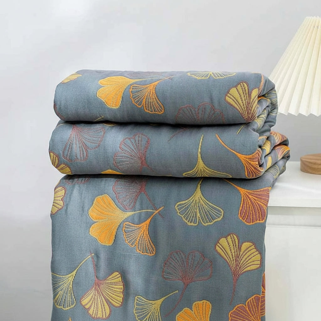 Nature-Inspired Reversible Throw Blanket for Stylish Spaces