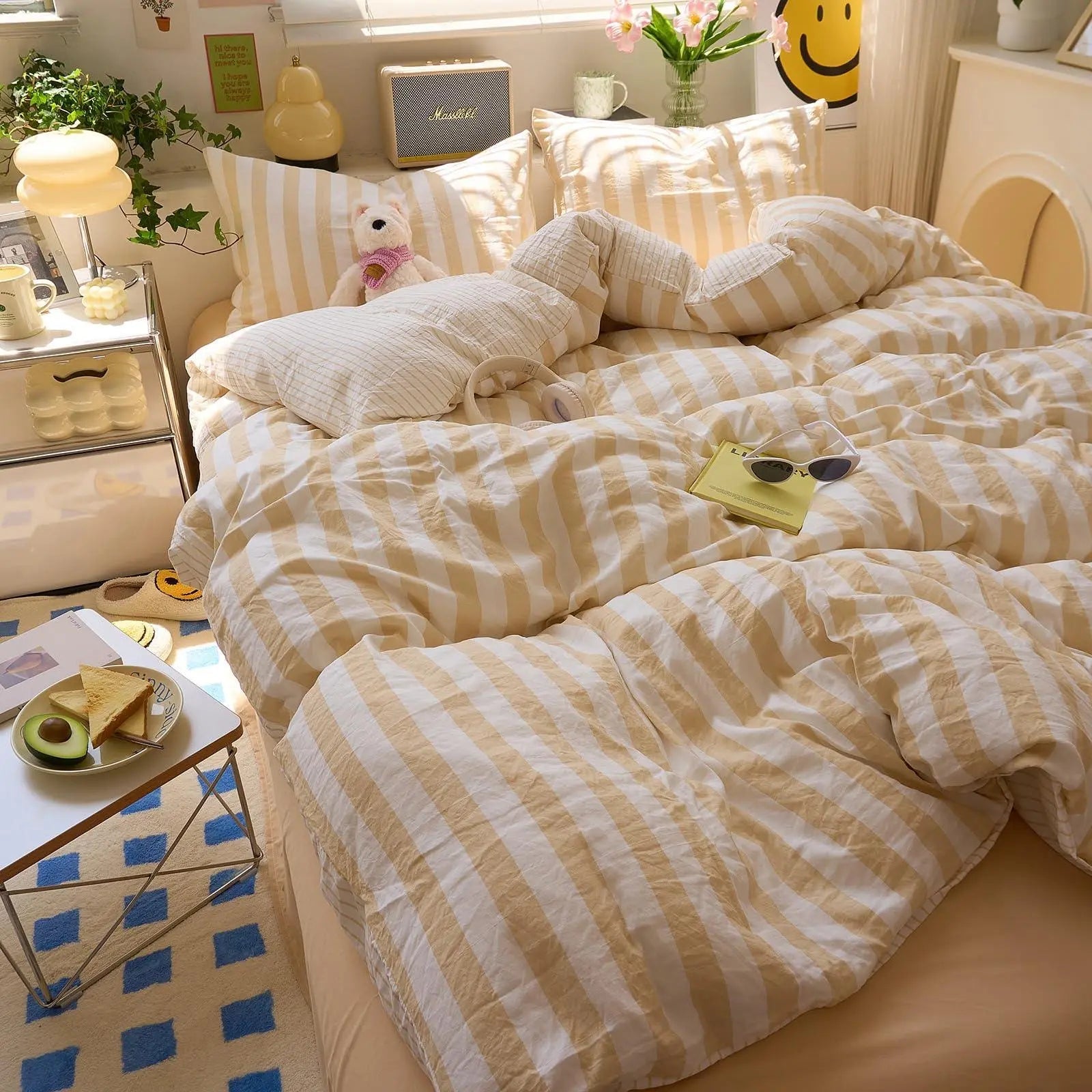 Breathable Cotton Crepe Bedding Collection | Year-Round Complete Quilt Set