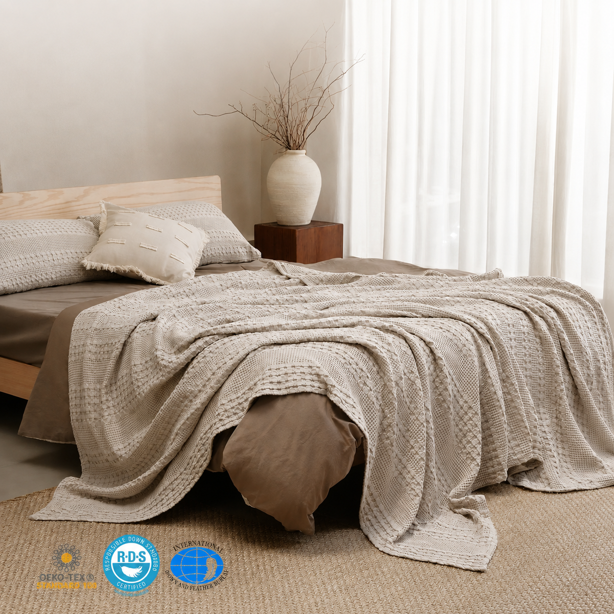 Lightweight Cotton Waffle Blanket – Summer Cooling Comfort Throw