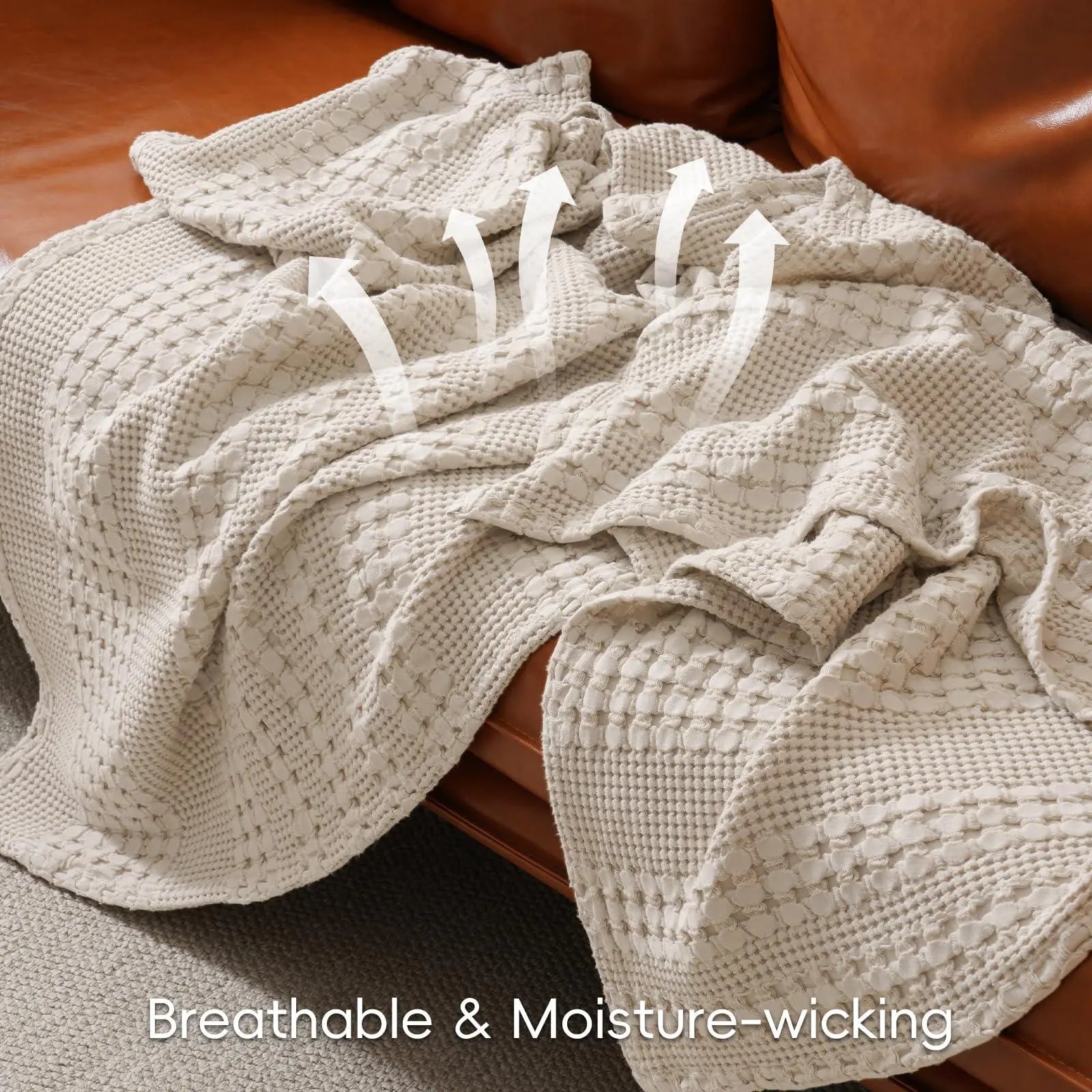 Lightweight Cotton Waffle Blanket – Summer Cooling Comfort Throw