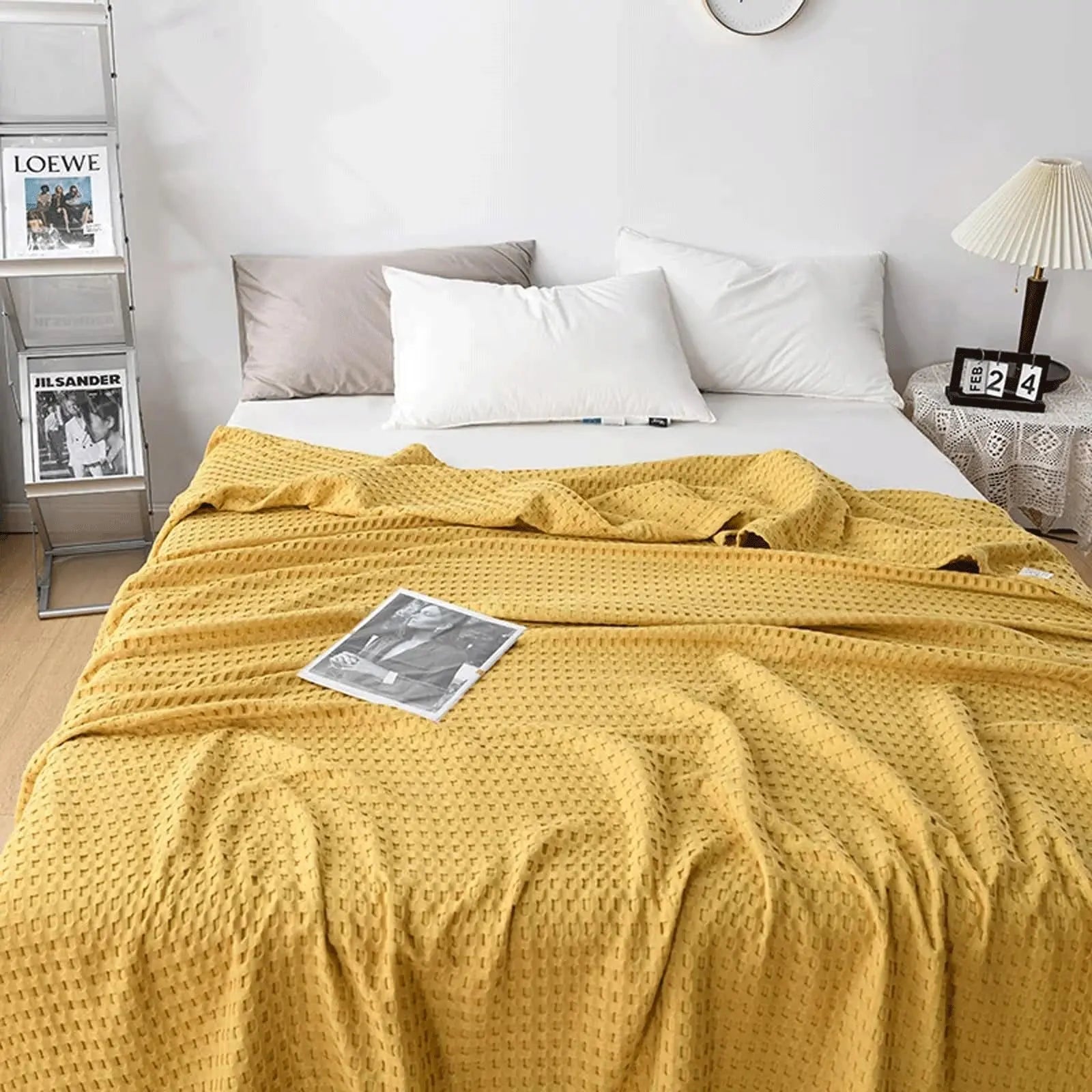 Lightweight Cotton Waffle Blanket – Summer Cooling Comfort Throw