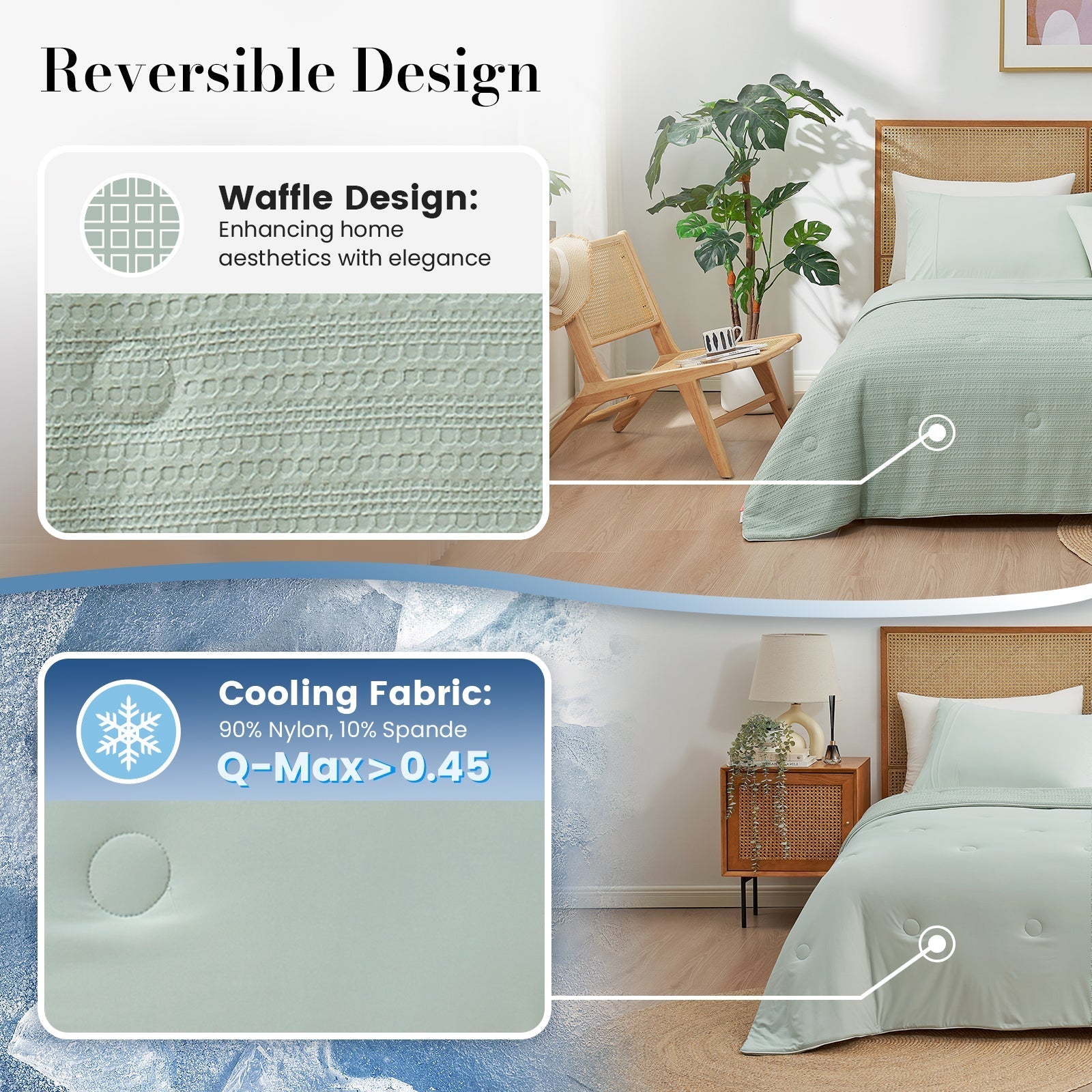 Lightweight Eco-Friendly Comforter with Natural Fiber Waffle Pattern for Warm Sleepers