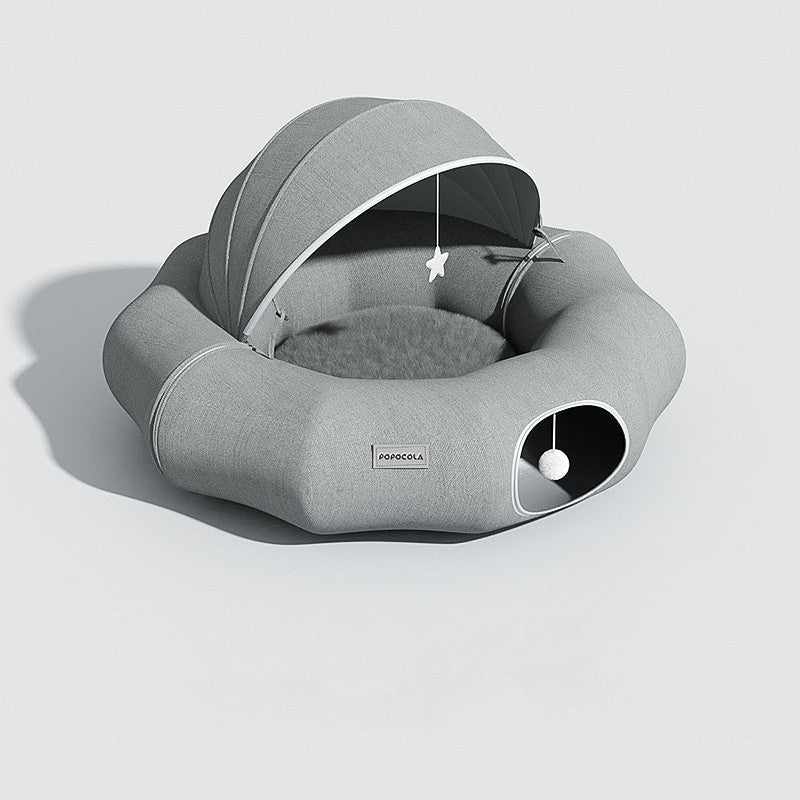 Foldable Donut Cat Tunnel with Summer Ice Feature – Play Space for Cats