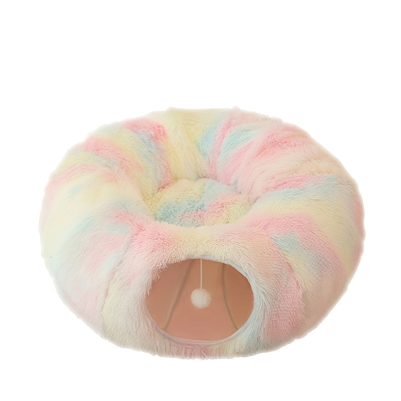 Plush Cat Tunnel Bed - Foldable Cozy Nest for Comfort and Relaxation